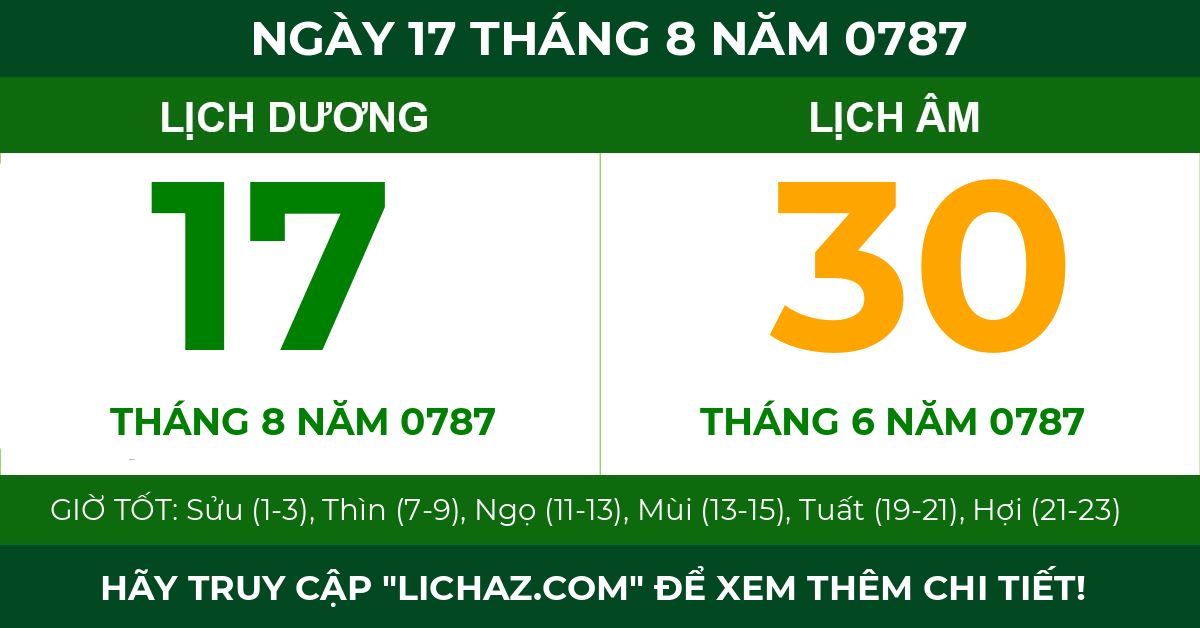 lịch âm ngày 17 tháng 8 năm 0787