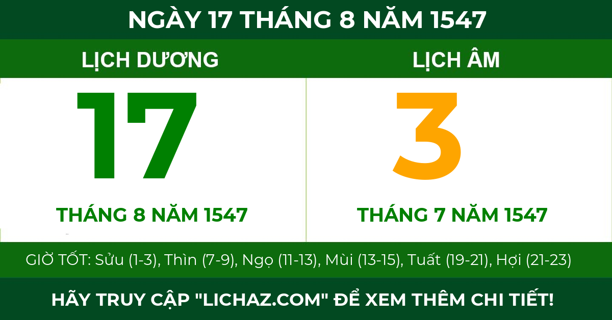 lịch âm ngày 17 tháng 8 năm 1547