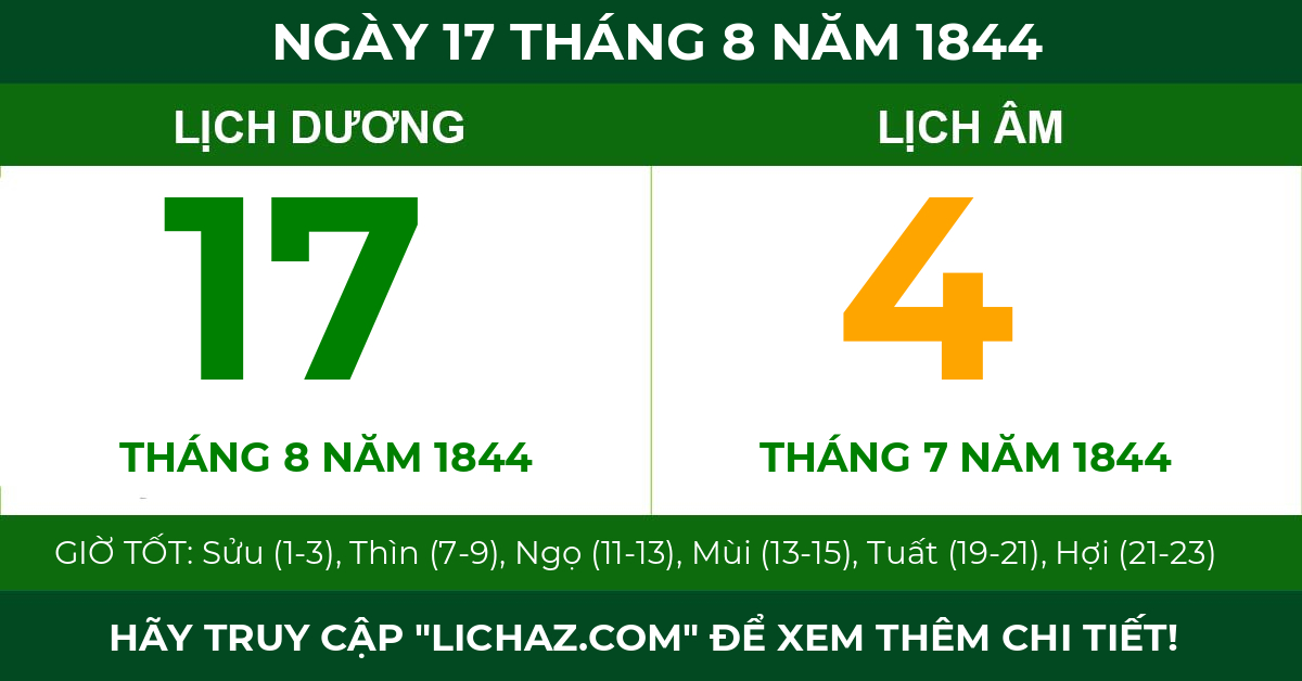 lịch âm ngày 17 tháng 8 năm 1844