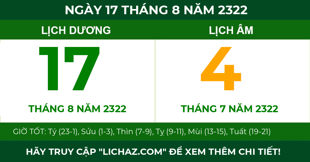 lịch âm ngày 17 tháng 8 năm 2322