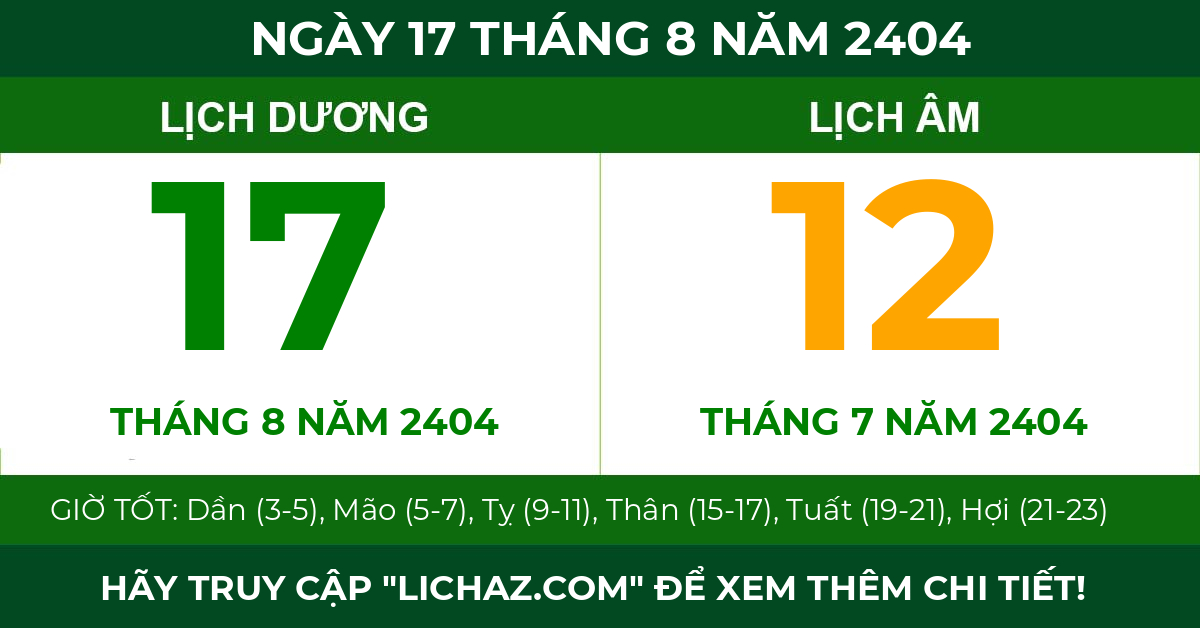 lịch âm ngày 17 tháng 8 năm 2404