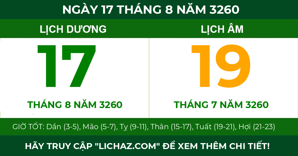 lịch âm ngày 17 tháng 8 năm 3260
