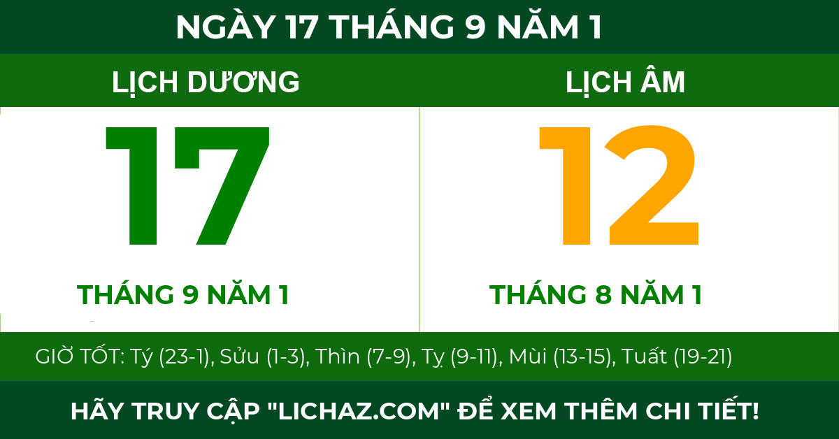 lịch âm ngày 17 tháng 9 năm 1