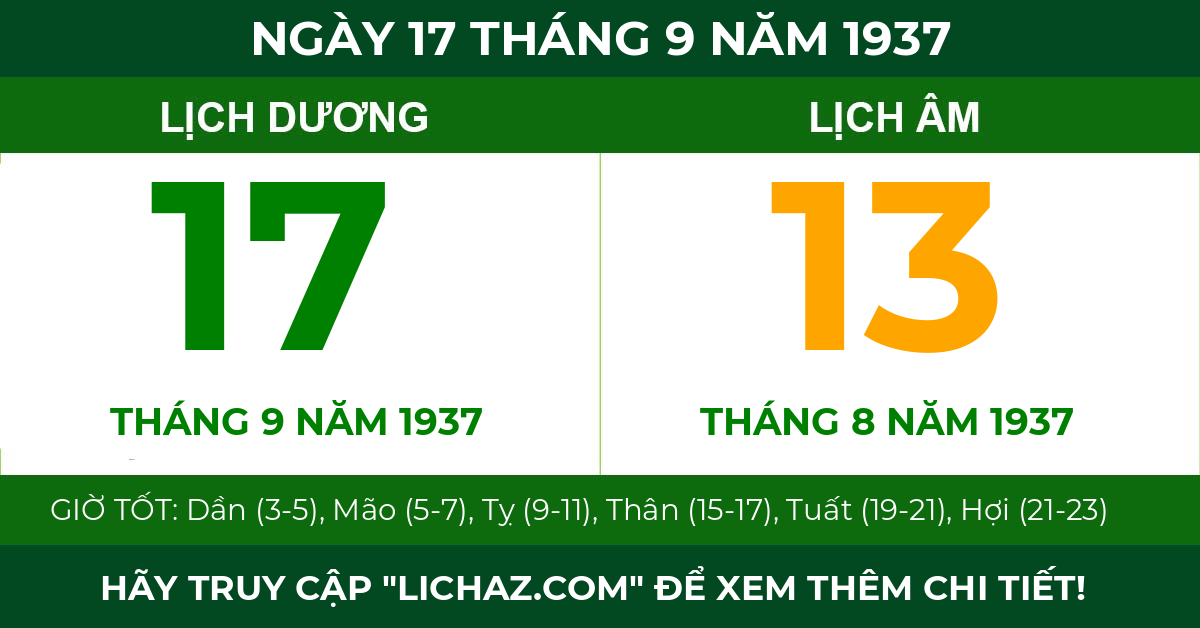 lịch âm ngày 17 tháng 9 năm 1937