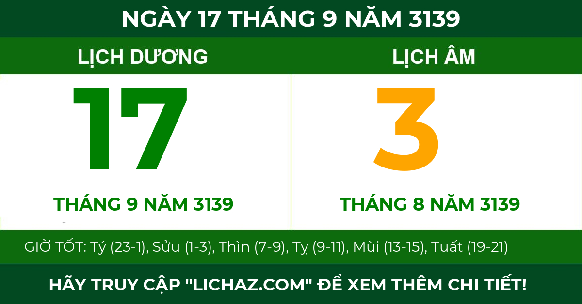 lịch âm ngày 17 tháng 9 năm 3139