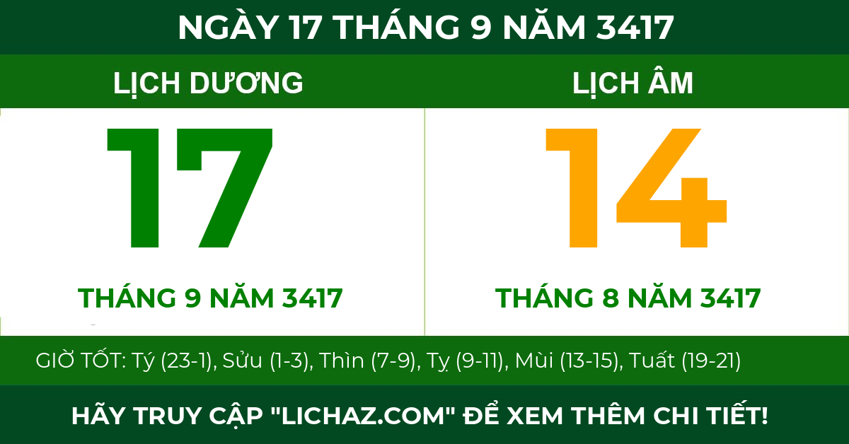 lịch âm ngày 17 tháng 9 năm 3417