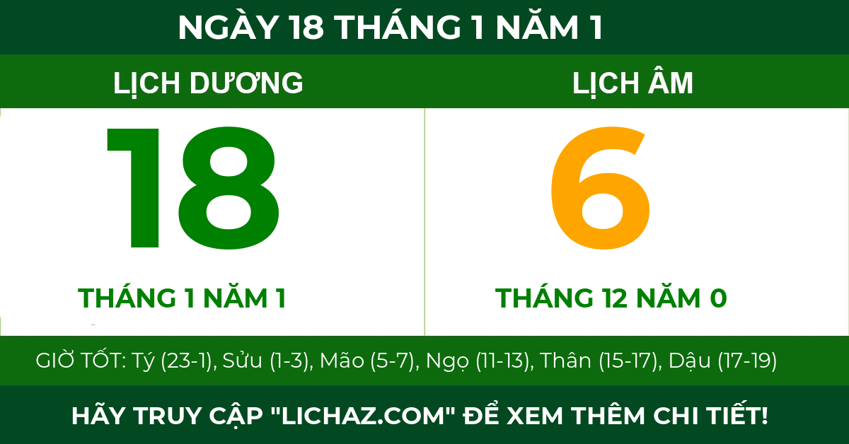 lịch âm ngày 18 tháng 1 năm 1