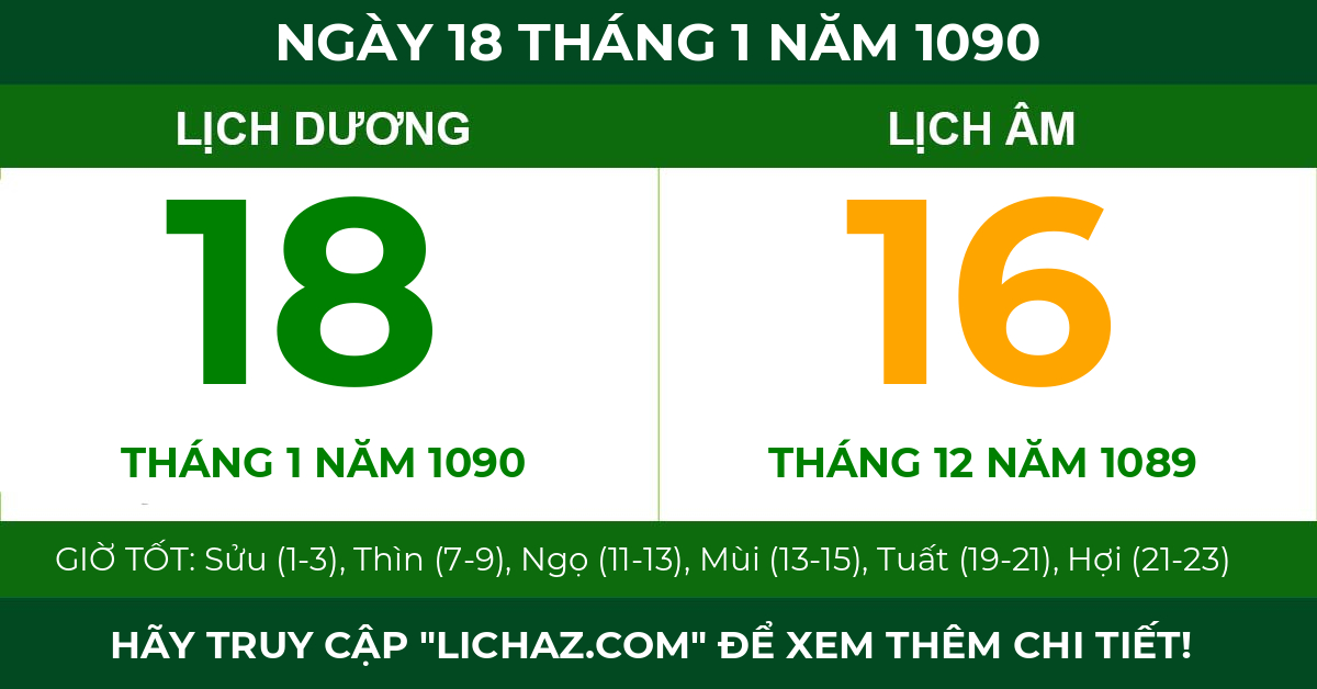 lịch âm ngày 18 tháng 1 năm 1090