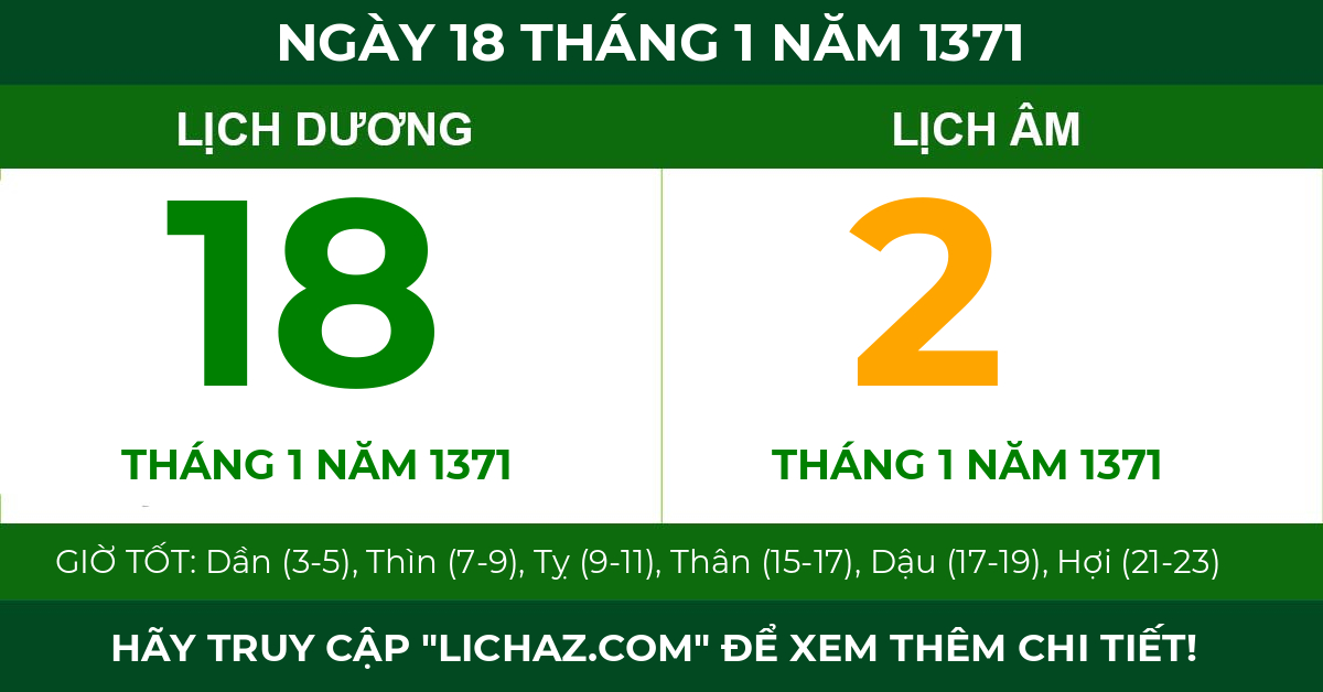 lịch âm ngày 18 tháng 1 năm 1371