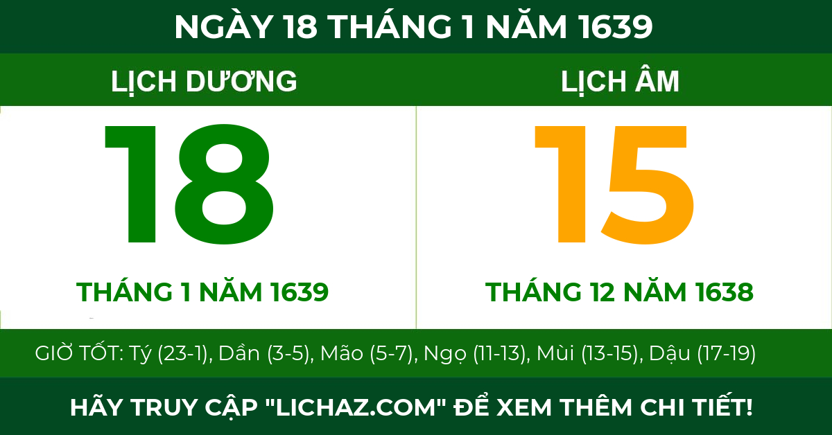 lịch âm ngày 18 tháng 1 năm 1639