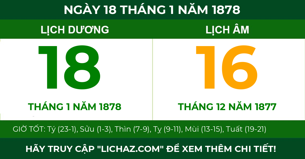 lịch âm ngày 18 tháng 1 năm 1878