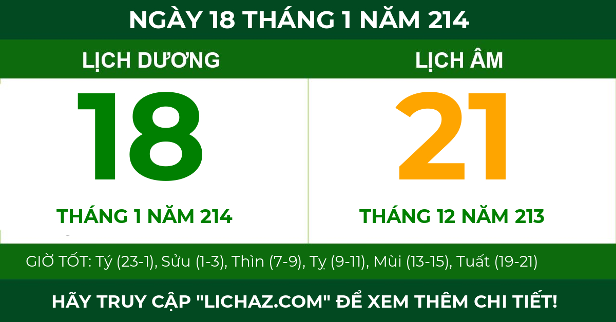 lịch âm ngày 18 tháng 1 năm 214