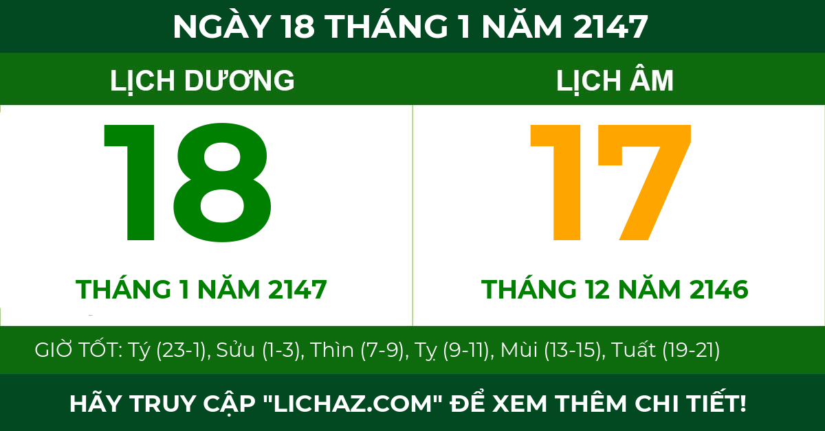 lịch âm ngày 18 tháng 1 năm 2147