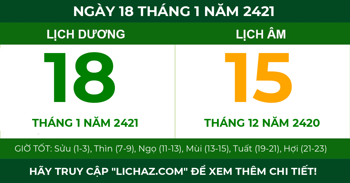 lịch âm ngày 18 tháng 1 năm 2421