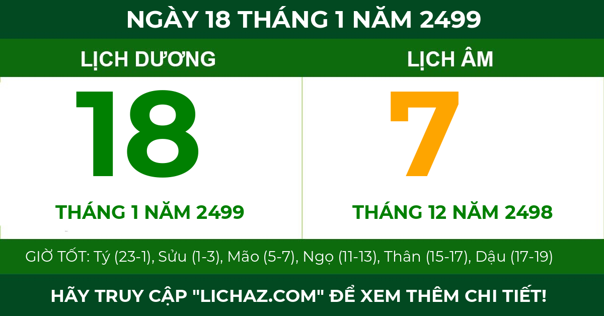 lịch âm ngày 18 tháng 1 năm 2499