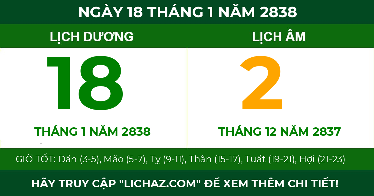lịch âm ngày 18 tháng 1 năm 2838