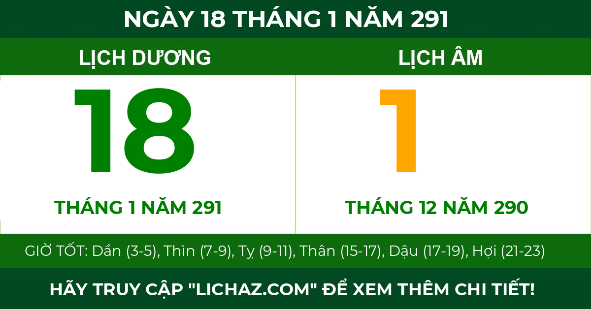 lịch âm ngày 18 tháng 1 năm 291