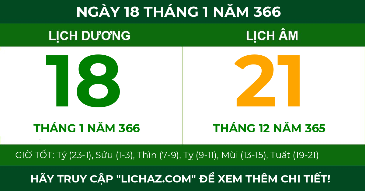 lịch âm ngày 18 tháng 1 năm 366