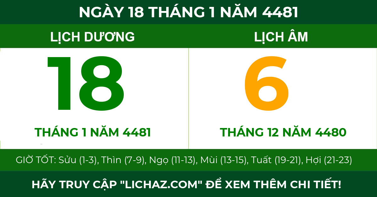 lịch âm ngày 18 tháng 1 năm 4481