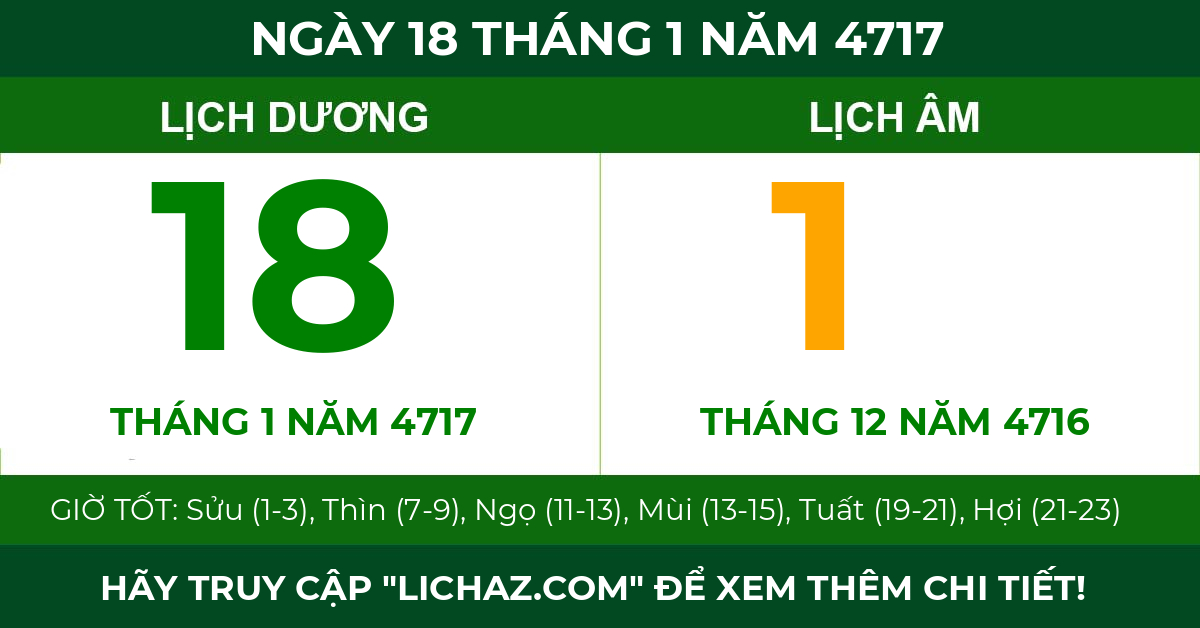 lịch âm ngày 18 tháng 1 năm 4717