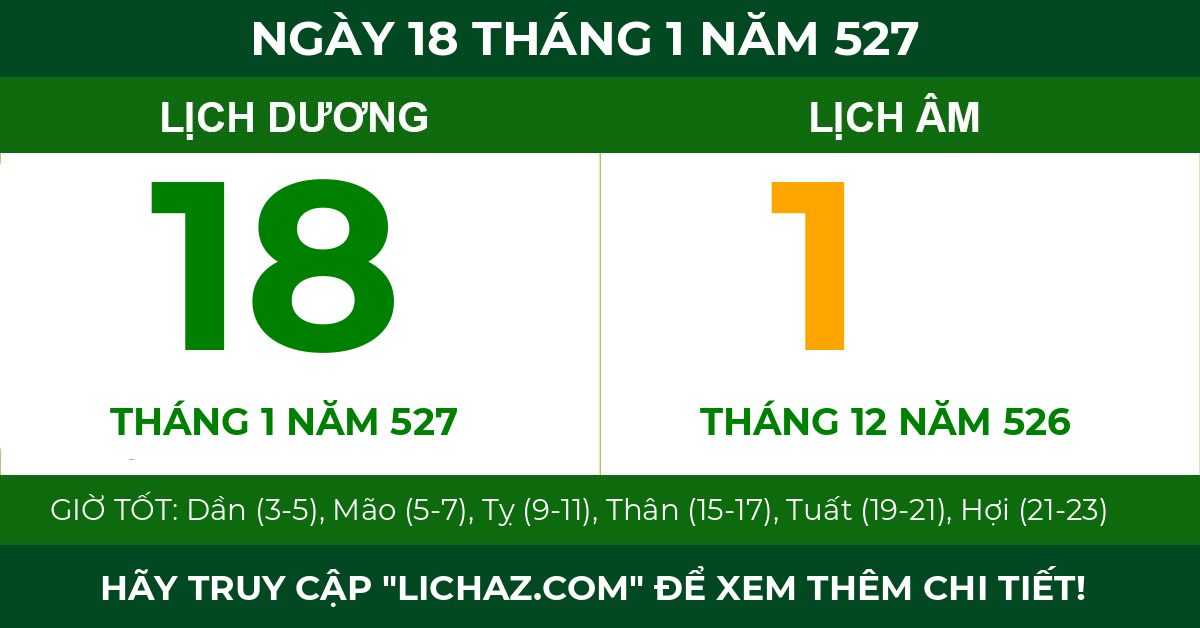 lịch âm ngày 18 tháng 1 năm 527