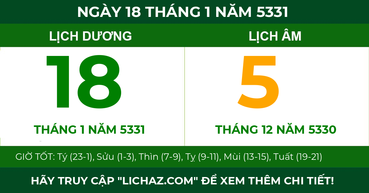 lịch âm ngày 18 tháng 1 năm 5331