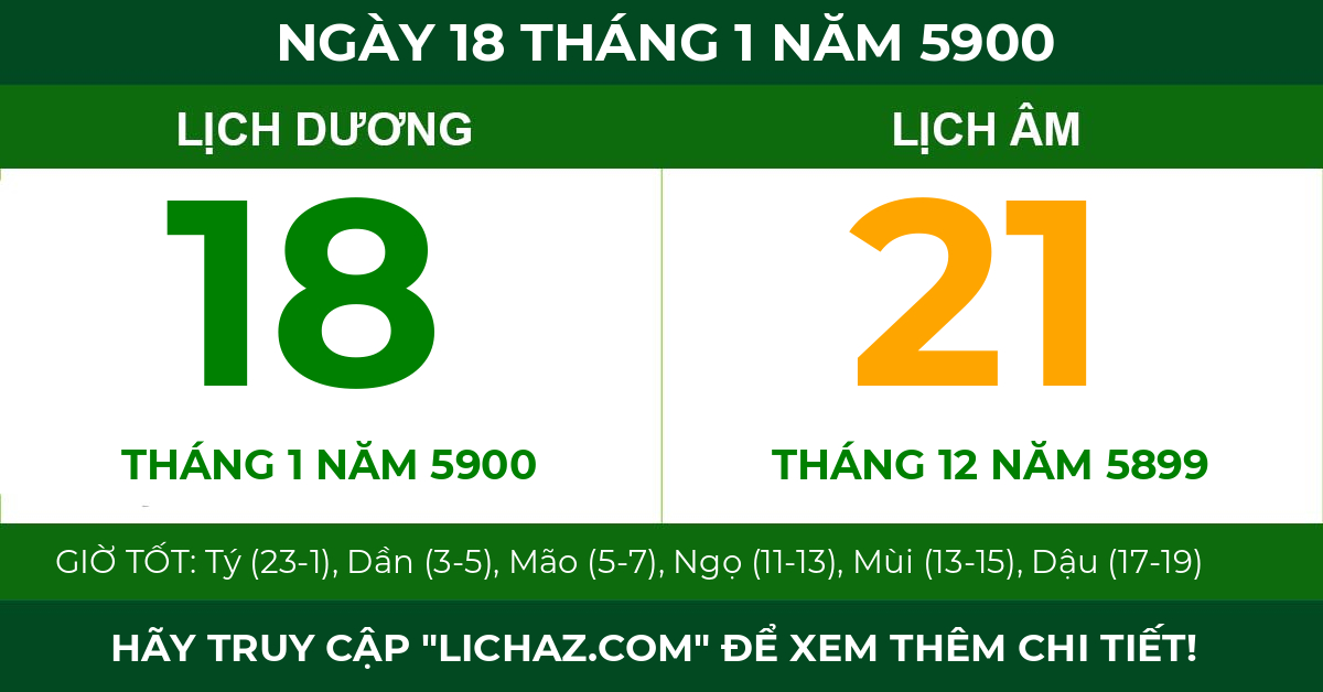 lịch âm ngày 18 tháng 1 năm 5900