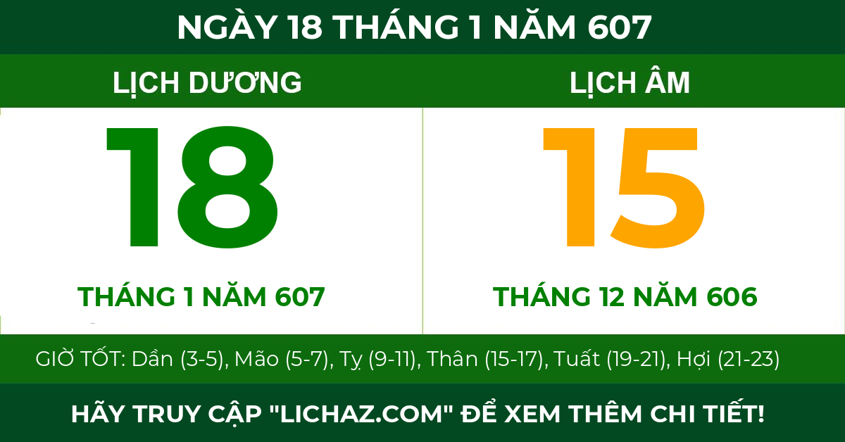 lịch âm ngày 18 tháng 1 năm 607