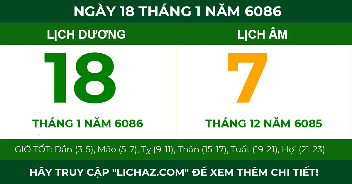 lịch âm ngày 18 tháng 1 năm 6086