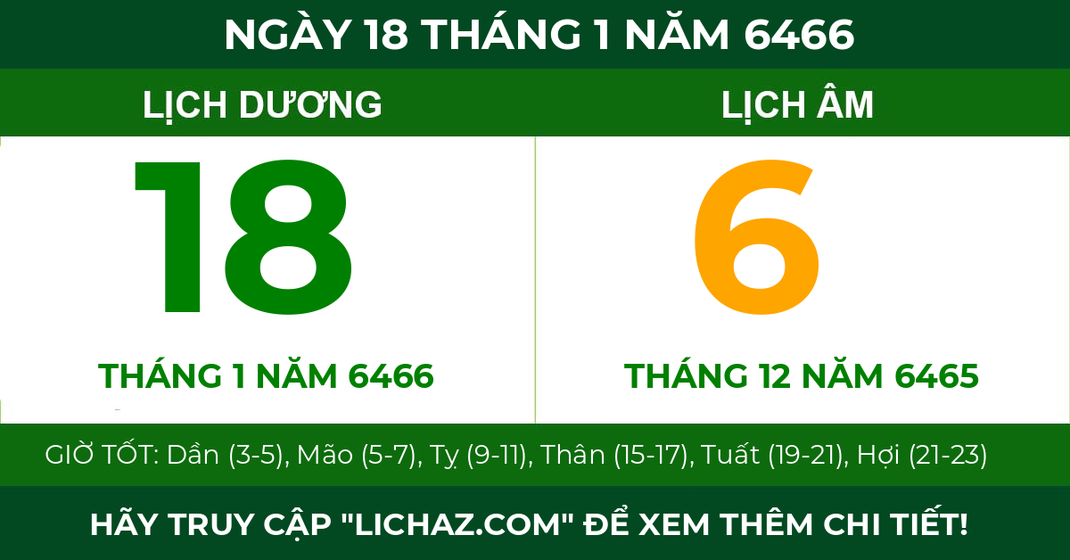 lịch âm ngày 18 tháng 1 năm 6466