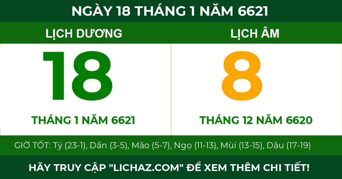 lịch âm ngày 18 tháng 1 năm 6621