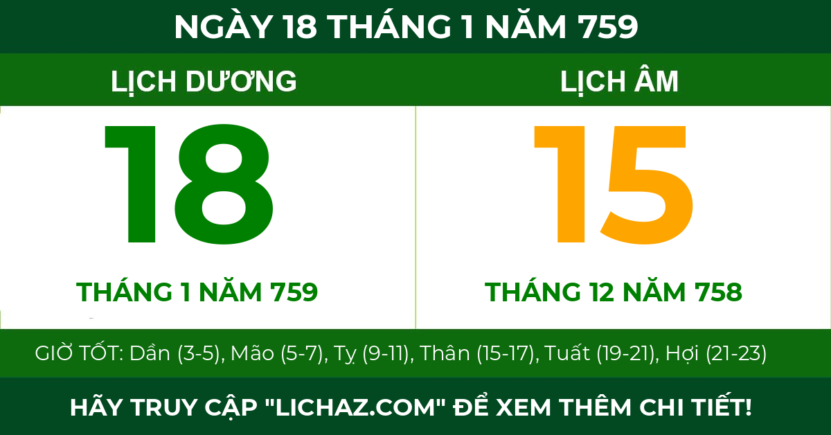 lịch âm ngày 18 tháng 1 năm 759