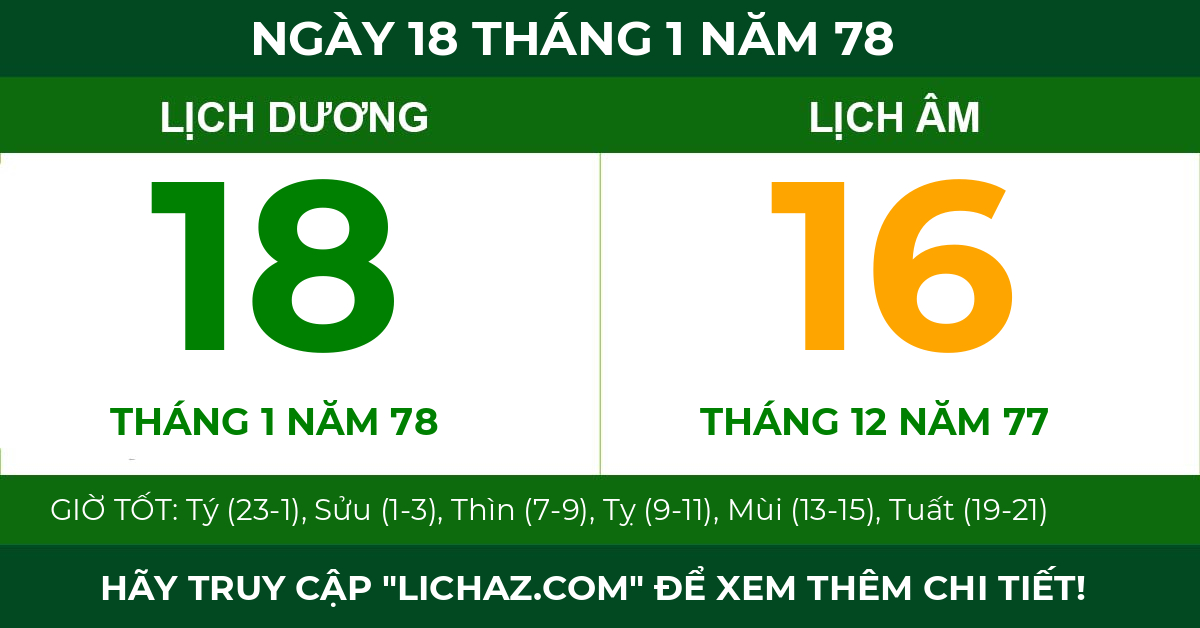 lịch âm ngày 18 tháng 1 năm 78