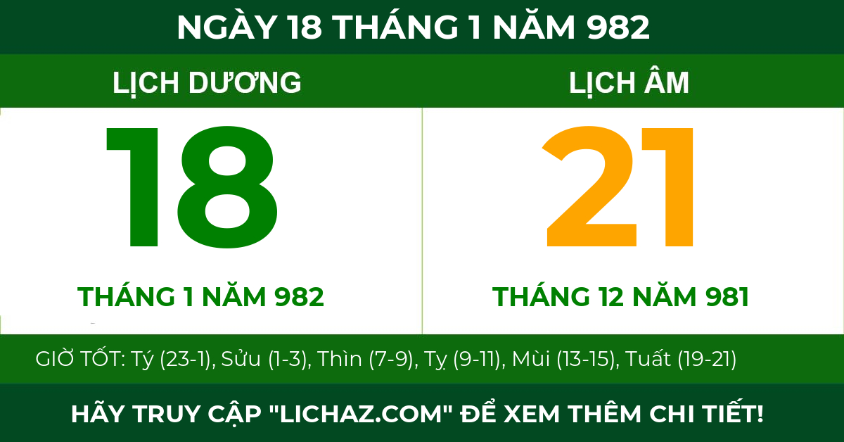 lịch âm ngày 18 tháng 1 năm 982