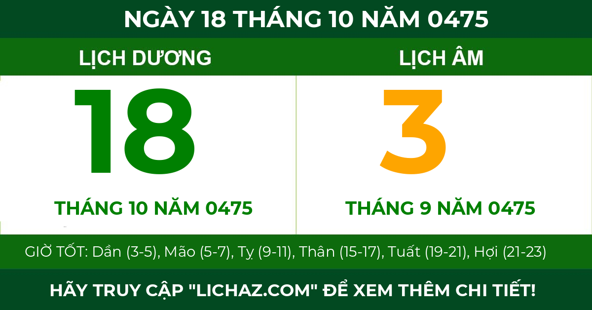 lịch âm ngày 18 tháng 10 năm 0475