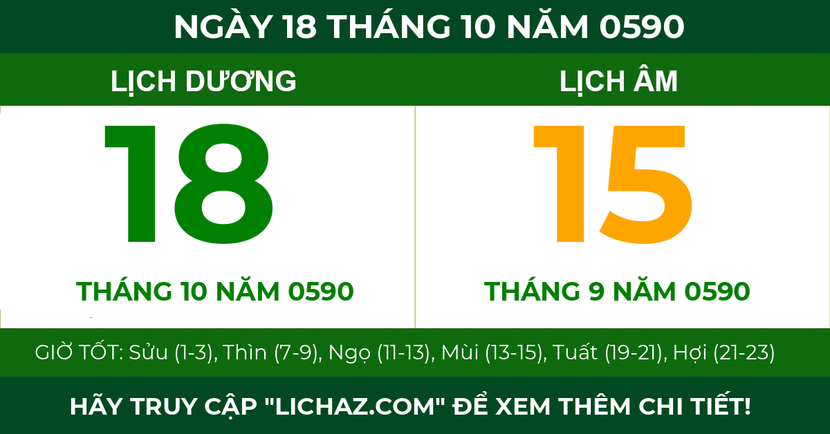lịch âm ngày 18 tháng 10 năm 0590