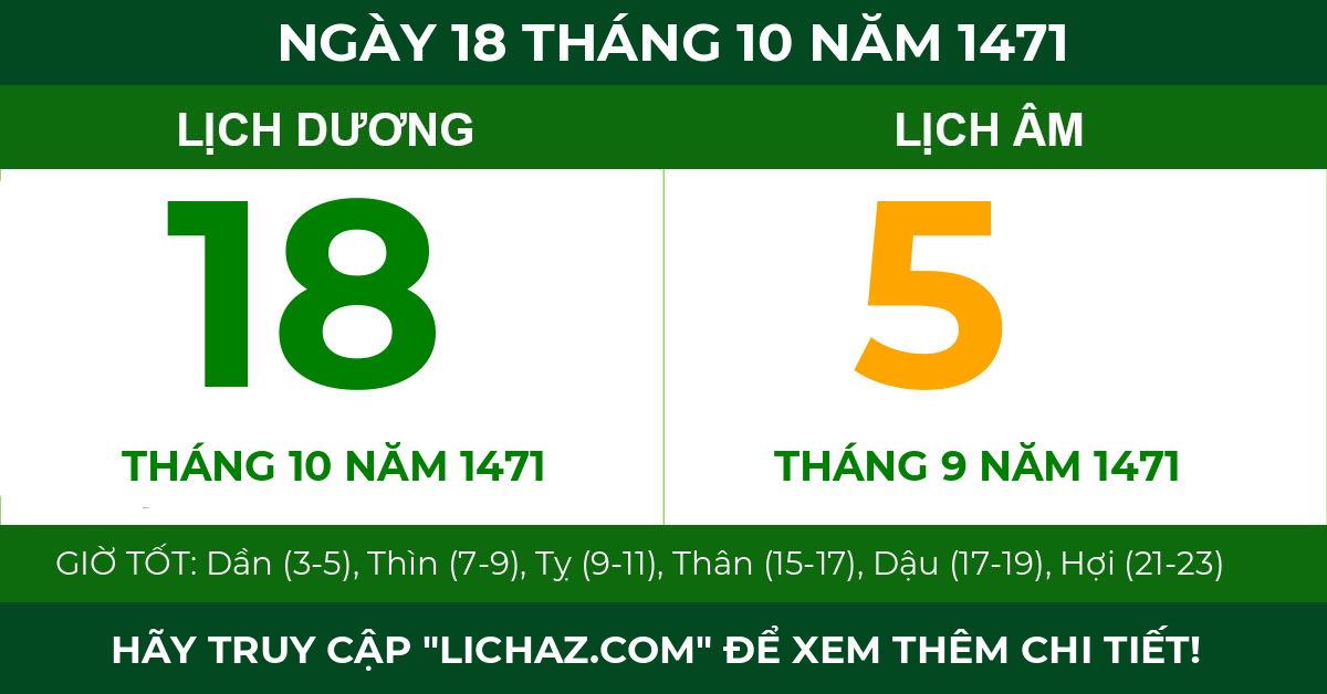 lịch âm ngày 18 tháng 10 năm 1471