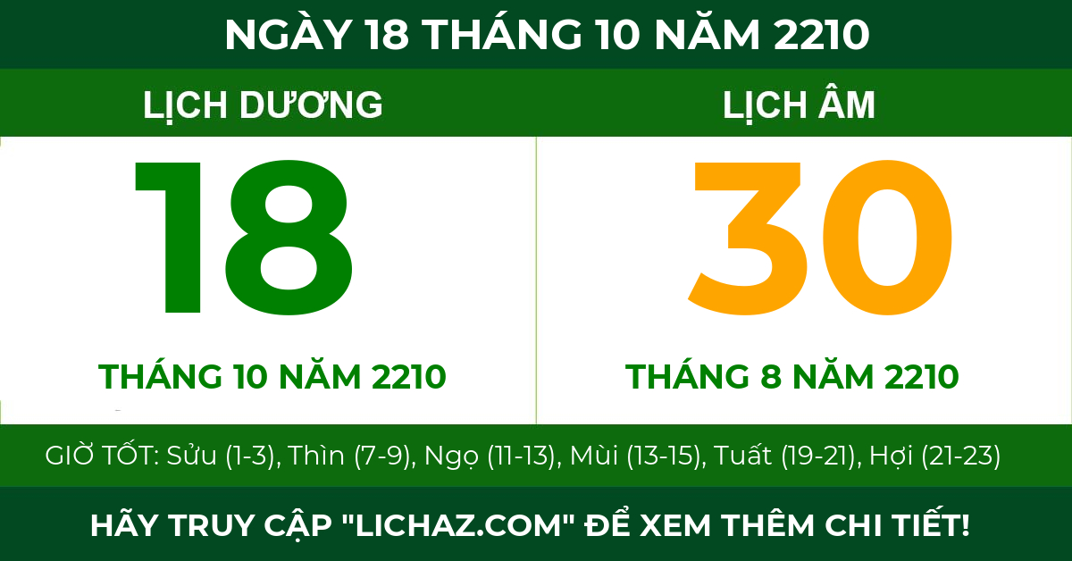 lịch âm ngày 18 tháng 10 năm 2210