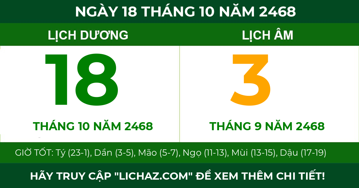 lịch âm ngày 18 tháng 10 năm 2468