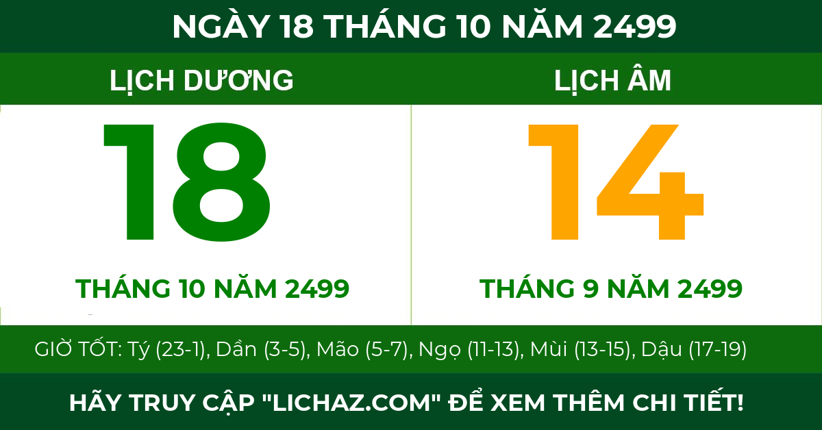 lịch âm ngày 18 tháng 10 năm 2499