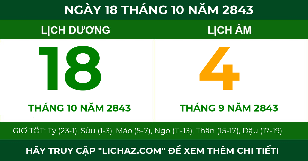 lịch âm ngày 18 tháng 10 năm 2843