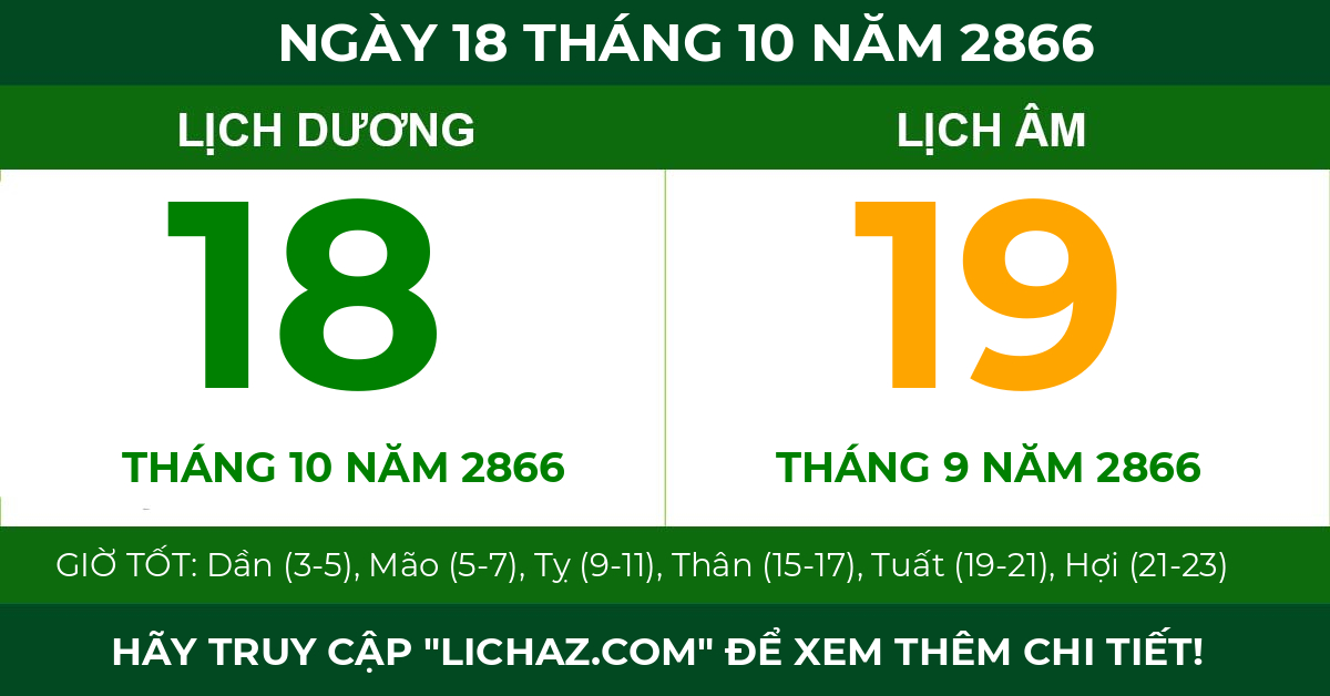 lịch âm ngày 18 tháng 10 năm 2866