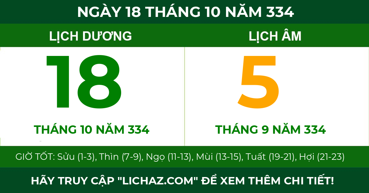 lịch âm ngày 18 tháng 10 năm 334