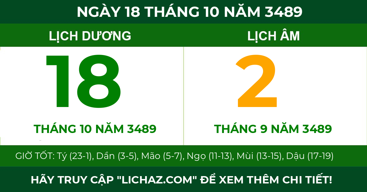 lịch âm ngày 18 tháng 10 năm 3489
