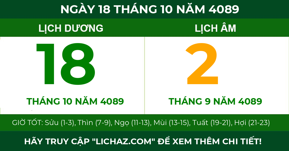 lịch âm ngày 18 tháng 10 năm 4089