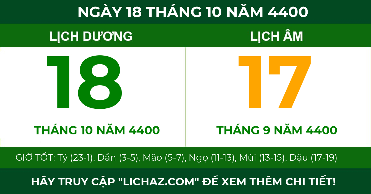 lịch âm ngày 18 tháng 10 năm 4400