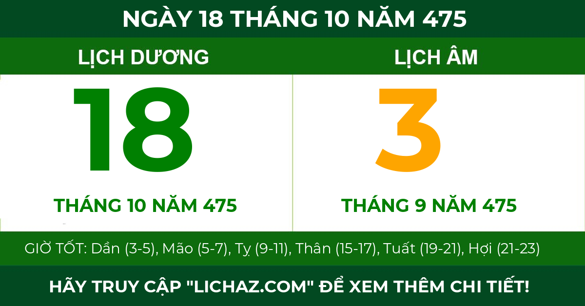lịch âm ngày 18 tháng 10 năm 475
