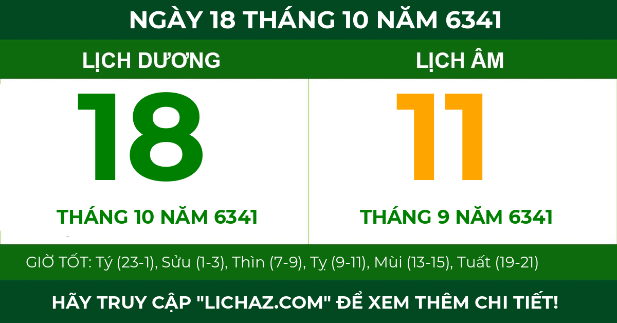 lịch âm ngày 18 tháng 10 năm 6341