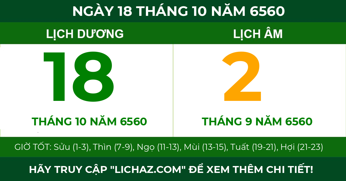 lịch âm ngày 18 tháng 10 năm 6560