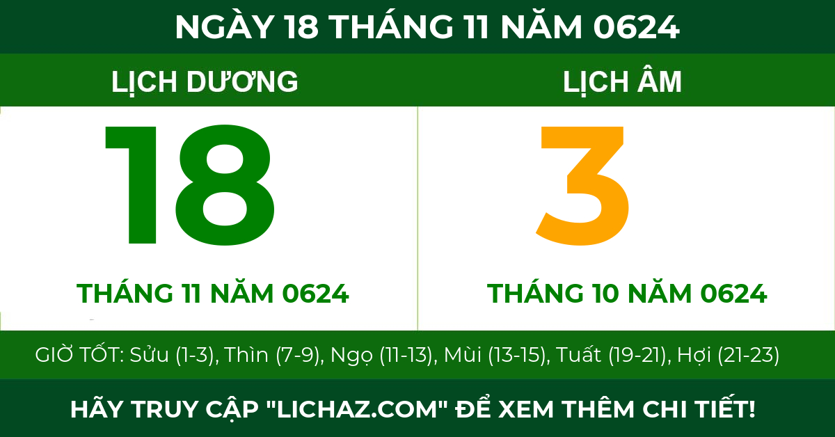 lịch âm ngày 18 tháng 11 năm 0624